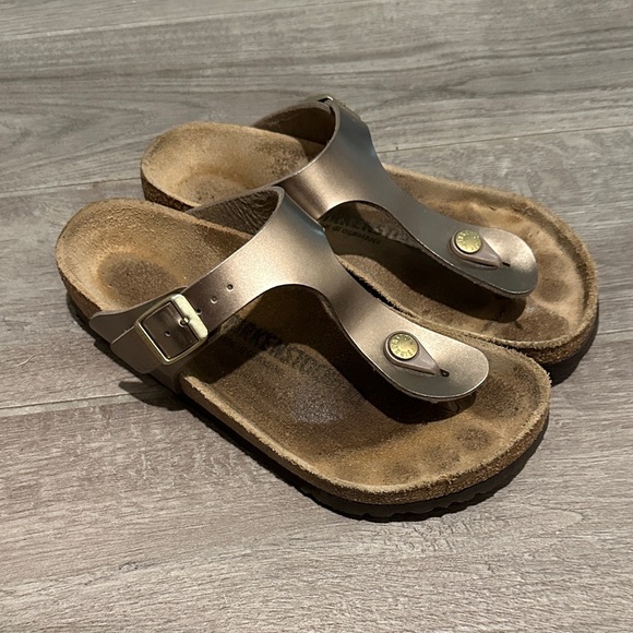 Birkenstock Shoes - Birkenstock Metallic Brown Women's Slippers